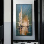 Vintage Pirate Ship In The Sea Canvas Painting Black Sailing Ship Hand Painted Oil Painting Home Decor Living Room Wall Art Decor - Image 4