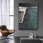 Large Abstract Handmade Painting Retro Green Texture Abstract Wall Art  Wabi-sabi Modern Home Living Room Decor - Image 5