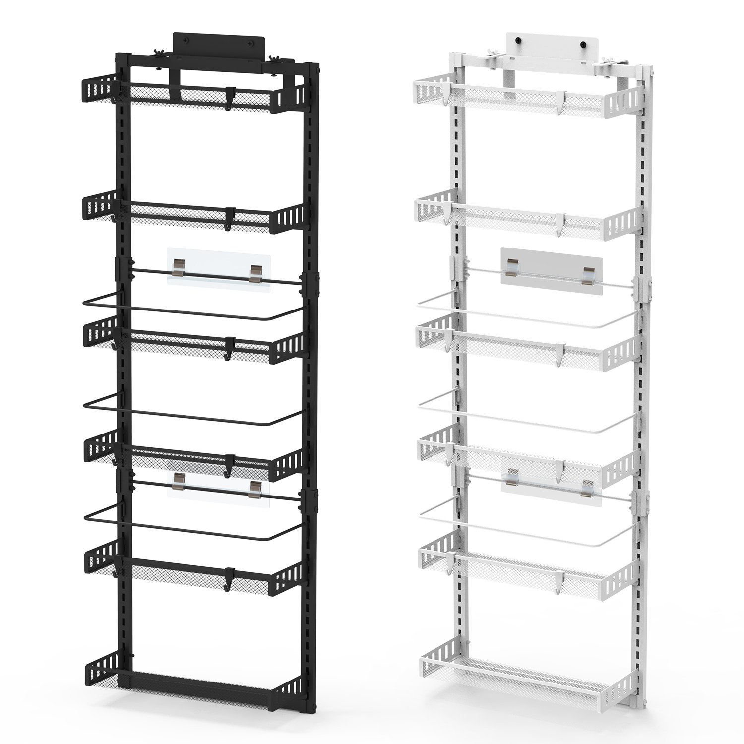 10e18171-e387-4ee3-aa7d-bbf86ec6a191.jpg Black-White Options -- 1Pc Over The Door Pantry Organizer 6-Tier Pantry Door Organizer Carbon Steel 110LBS Loading Easy Install Behind Door Storage For Closet Kitchen Bathroom 50.19H 17.12W 5.51in D - Image 1