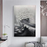 Abstract 3D Ocean Wave Thick Art Hand-painted Oil Painting Room Decor Art Paintings Wall Pictures Artwork For Home Decor - Image 3