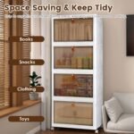 4Pc Foldable Storage Bins With Lid Front Magnetic Door Collapsible Stackable Closet Organizer Containers With 4Pcs 360 Degree Rotatable Wheels - Image 8