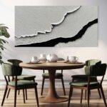 Black White Sea Waves Abstract Paintings Hand-painted Wall Art Horizontal Oil Painting Textured Art Home Living Room Bedroom Decor - Image 2