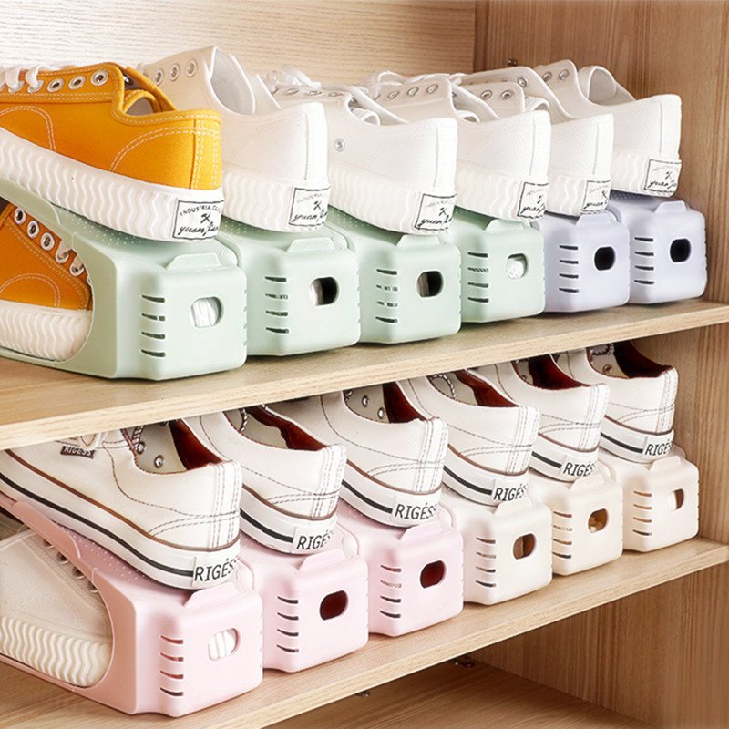 35185897632938.jpg Double Shoes Shelf Cabinets Shoe Rack Stackable Shoe Storage Organizer Plastic Adjustable Shoes Organizers - Image 1