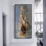 Vintage Pirate Ship In The Sea Canvas Painting Black Sailing Ship Hand Painted Oil Painting Home Decor Living Room Wall Art Decor