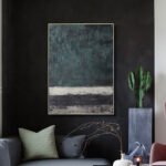 Large Abstract Handmade Painting Retro Green Texture Abstract Wall Art  Wabi-sabi Modern Home Living Room Decor - Image 9
