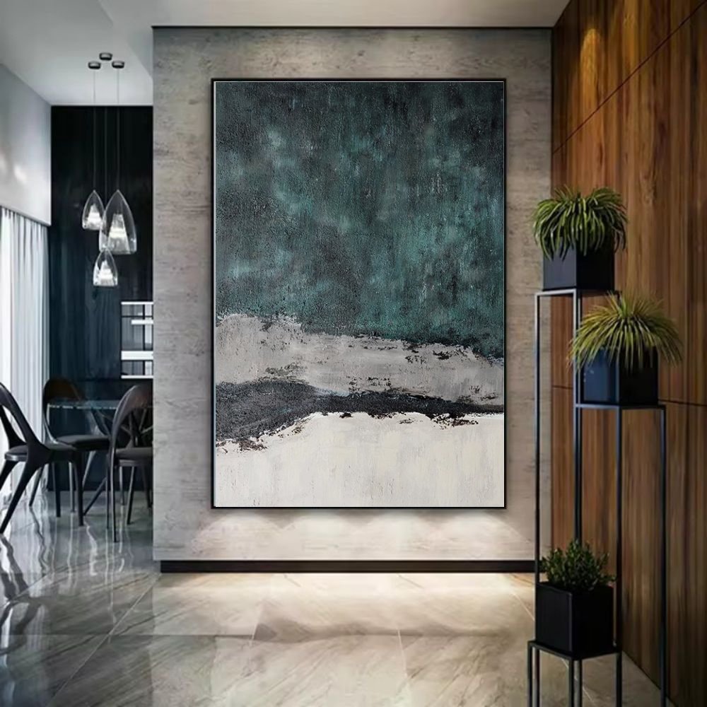 484c798d-b937-4b78-9451-bb4cd7171d54.jpg Large Abstract Handmade Painting Retro Green Texture Abstract Wall Art Wabi-sabi Modern Home Living Room Decor - Image 1