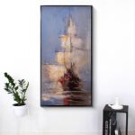Vintage Pirate Ship In The Sea Canvas Painting Black Sailing Ship Hand Painted Oil Painting Home Decor Living Room Wall Art Decor - Image 10