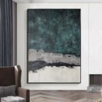 Large Abstract Handmade Painting Retro Green Texture Abstract Wall Art  Wabi-sabi Modern Home Living Room Decor - Image 2
