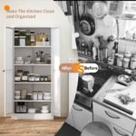White Metal Kitchen Pantry Cabinet Adjustable Storage With 4 Shelves 110lb Capacity, Heavy Duty Freestanding Pantry Organizer For Kitchen, Pantry, Living Room - Image 10