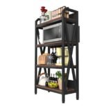 56.30'' Bakers Rack 4-Level Storage Shelves Metal And Wooden Kitchen Shelves, Kitchen Organizers And Storage, For Garage, Pantry, Bathroom, Closet ,33.50'' Length - Image 4