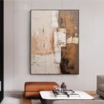 Large Abstract Handmade Painting Brown Textured Wall Art Minimalist Wabi-sabi Modern Home Living Room Decor - Image 5