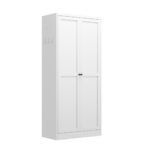White Metal Kitchen Pantry Cabinet Adjustable Storage With 4 Shelves 110lb Capacity, Heavy Duty Freestanding Pantry Organizer For Kitchen, Pantry, Living Room - Image 3