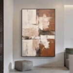 Large Abstract Handmade Painting Brown Textured Wall Art Minimalist Wabi-sabi Modern Home Living Room Decor - Image 9
