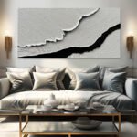 Black White Sea Waves Abstract Paintings Hand-painted Wall Art Horizontal Oil Painting Textured Art Home Living Room Bedroom Decor - Image 4