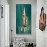 Vintage Pirate Ship In The Sea Canvas Painting Black Sailing Ship Hand Painted Oil Painting Home Decor Living Room Wall Art Decor - Image 3