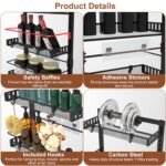 Black-White Options -- 1Pc Over The Door Pantry Organizer 6-Tier Pantry Door Organizer Carbon Steel 110LBS Loading Easy Install Behind Door Storage For Closet Kitchen Bathroom 50.19H 17.12W 5.51in D - Image 9