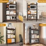 56.30'' Bakers Rack Storage Shelves 4-Level Metal And Wooden Kitchen Shelves,Kitchen Organizers And Storage, For Garage, Pantry, Bathroom, Closet, 27.60''Length - Image 4