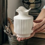 Plain Flower Art Relief Ceramic Vase - Image 3