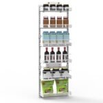 Black-White Options -- 1Pc Over The Door Pantry Organizer 6-Tier Pantry Door Organizer Carbon Steel 110LBS Loading Easy Install Behind Door Storage For Closet Kitchen Bathroom 50.19H 17.12W 5.51in D - Image 3