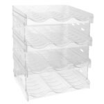 1Pc 4 Tier Bottle Storage Holder 12 Bottles Transparent Stackable Bottle Organizer Standing Drink Holder Shelf For Kitchen Fridge Cabinet Pantry - Image 5