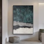 Large Abstract Handmade Painting Retro Green Texture Abstract Wall Art  Wabi-sabi Modern Home Living Room Decor - Image 3