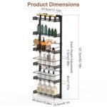 Black-White Options -- 1Pc Over The Door Pantry Organizer 6-Tier Pantry Door Organizer Carbon Steel 110LBS Loading Easy Install Behind Door Storage For Closet Kitchen Bathroom 50.19H 17.12W 5.51in D - Image 10