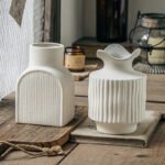 Plain Flower Art Relief Ceramic Vase