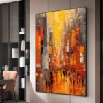 Modern Cityscape Hand Painted Minimal Art Acrylic Textured Abstract Painting Large Wall Art Pictures For Living Room Home Decor Bedroom - Image 2