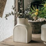 Plain Flower Art Relief Ceramic Vase - Image 2