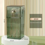 Makeup Brush Holder Organizer With Lid, Cosmetic Organiser, Desktop Cosmetic Brush Storage Rack, Dustproof Cosmetic Organiser Storage Box 3 Colors - Image 3